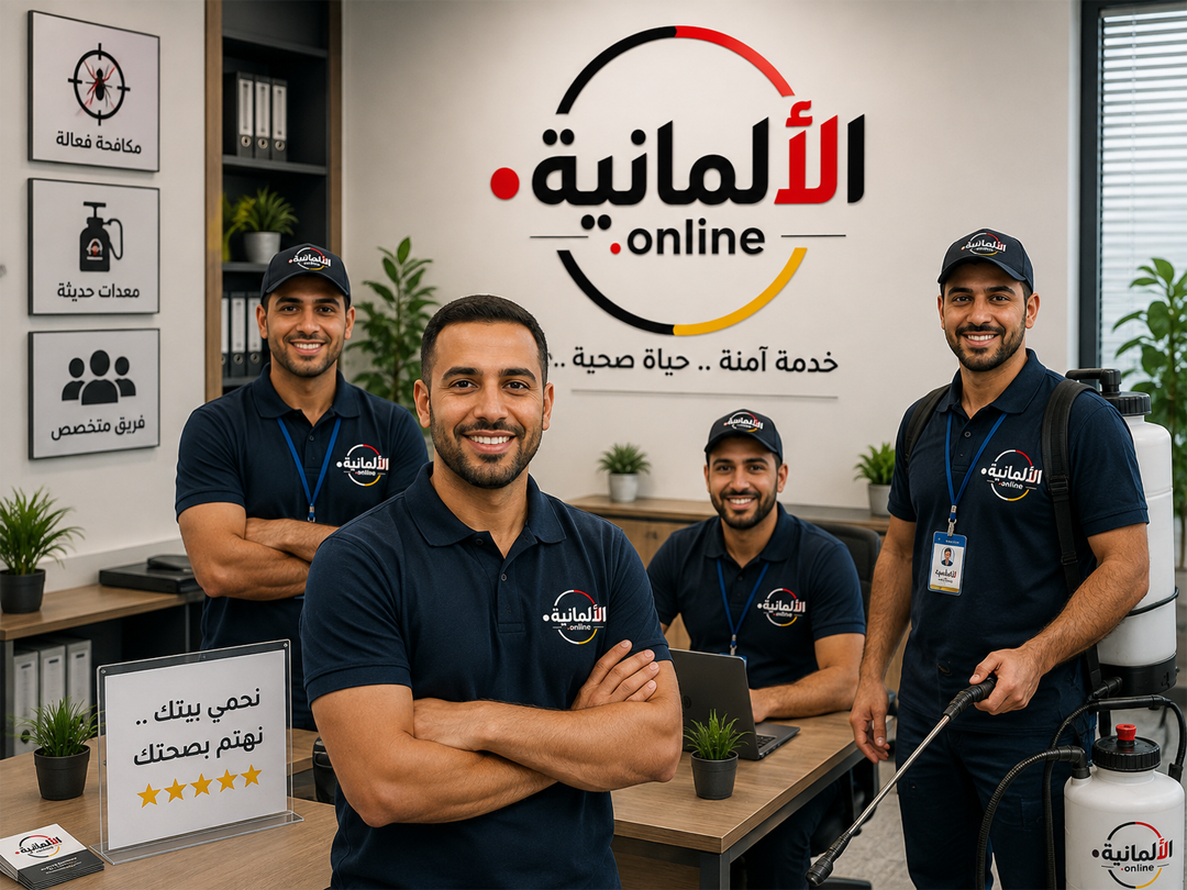 فريق عمل الشركة الألمانية أثناء عملية رش ورش مبيدات آمنة